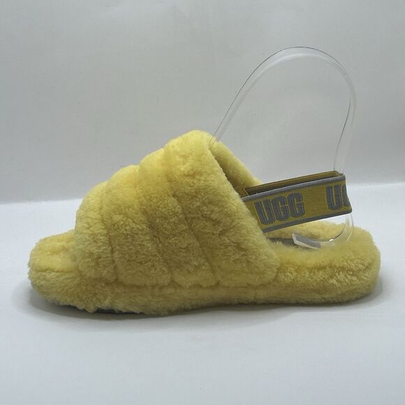 UGG Kids Fluff Yeah Slide Slippers Yellow Sheepskin Youth Size 13 1098494K - Picture 8 of 16